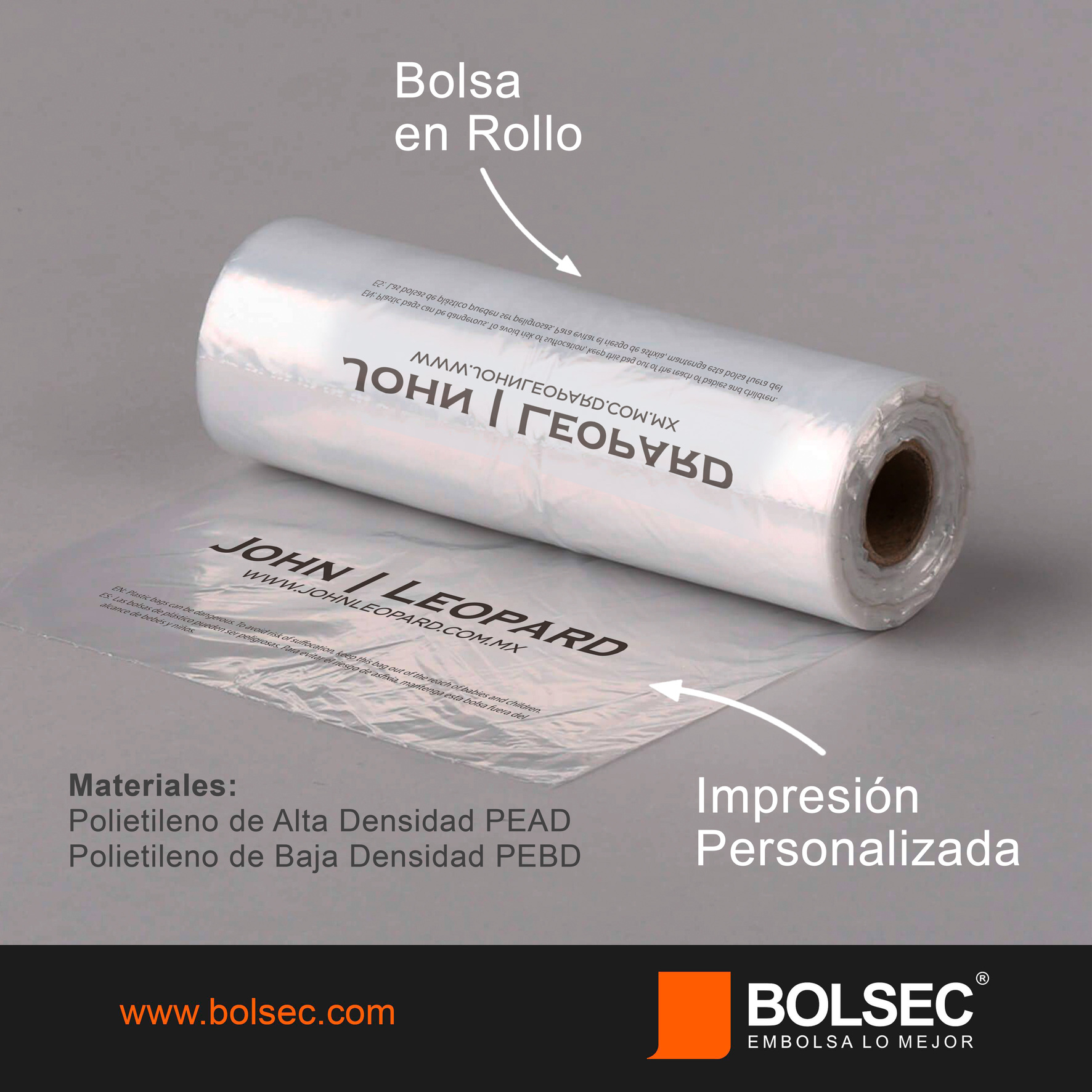 bolsas de polietileno en rollo impresas personalizadas