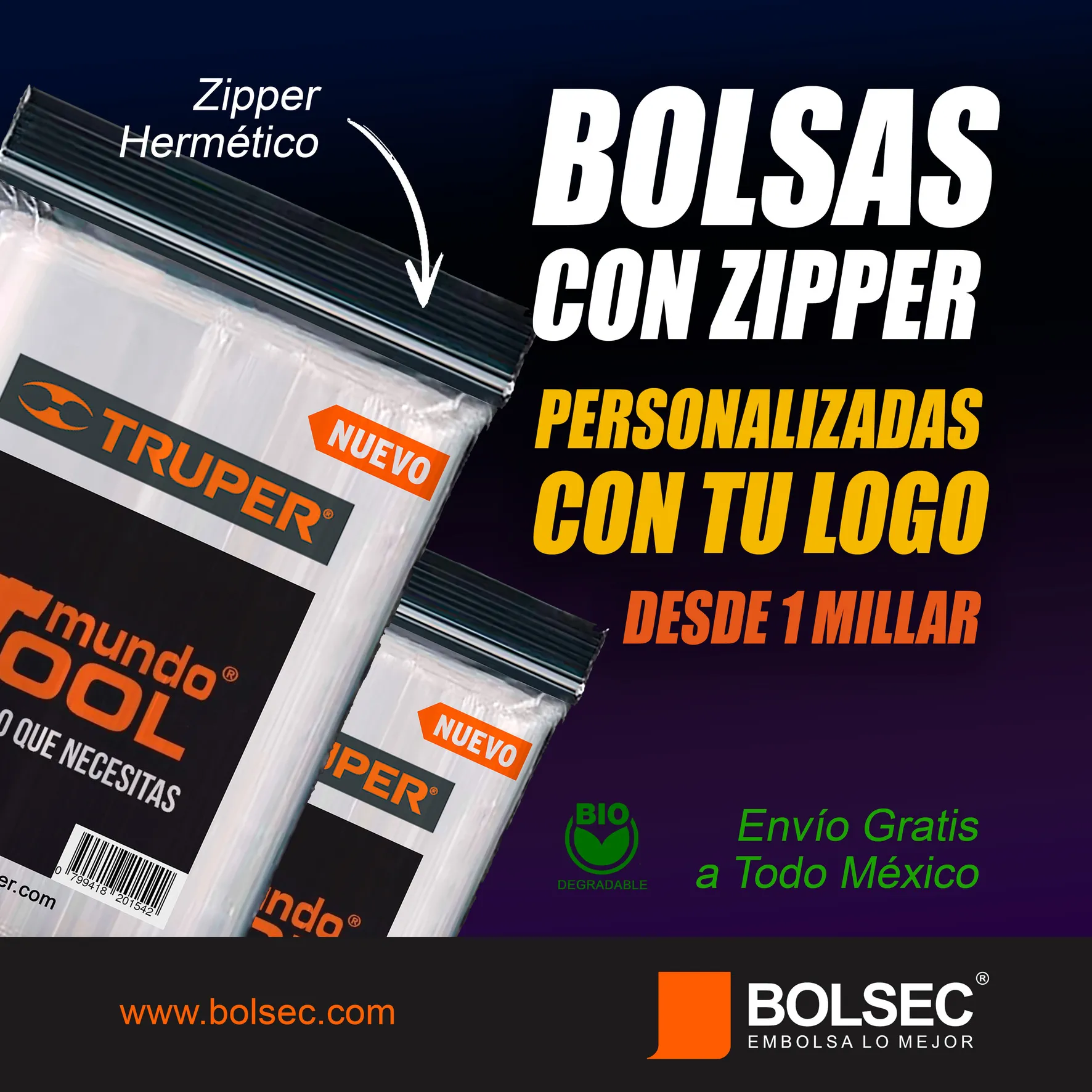 bolsas con ziupper impresas personalizadas